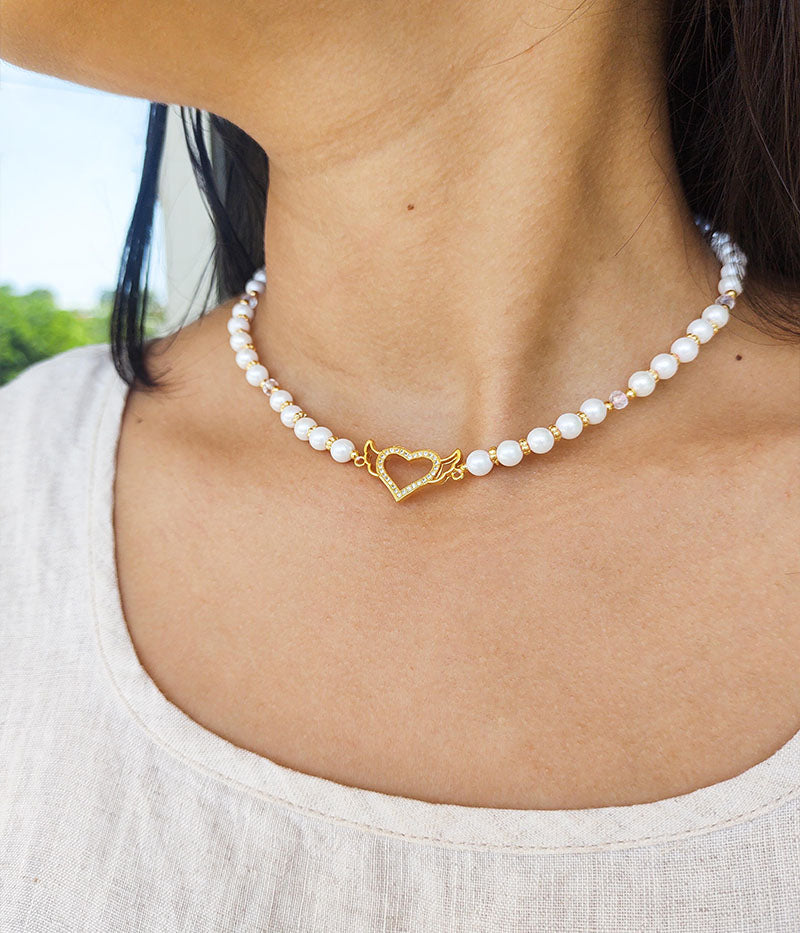 Chocker perlas corazon