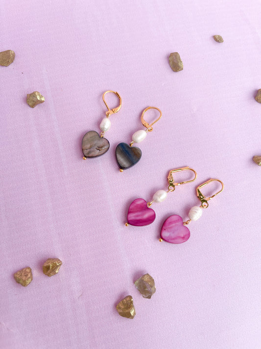 Aretes perla corazón