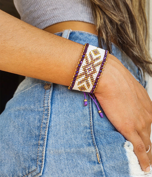 Pulsera mostacilla y murano